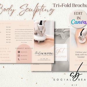 Body Sculpting / Ultrasonic Cavitation / Brochure / Wood Therapy / Body Contouring / Business / Trifold Pamphlet / Editable Printable