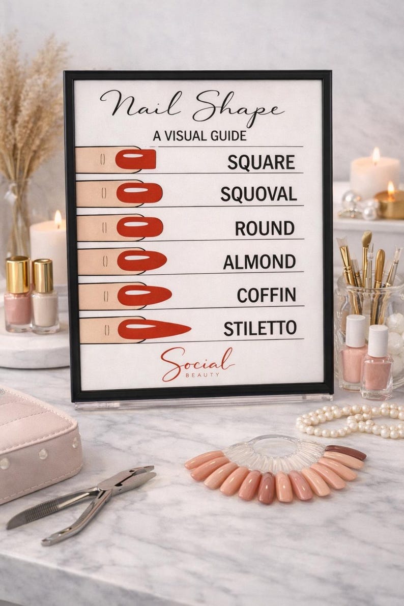 Nail Shape Poster | Client Consultation Visual Guide | Salon Wall Art ...