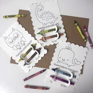 Tarjeta para colorear de San Valentín con crayones / Actividad del día de San Valentín / Actividad para niños / Tarjeta de San Valentín para niños /