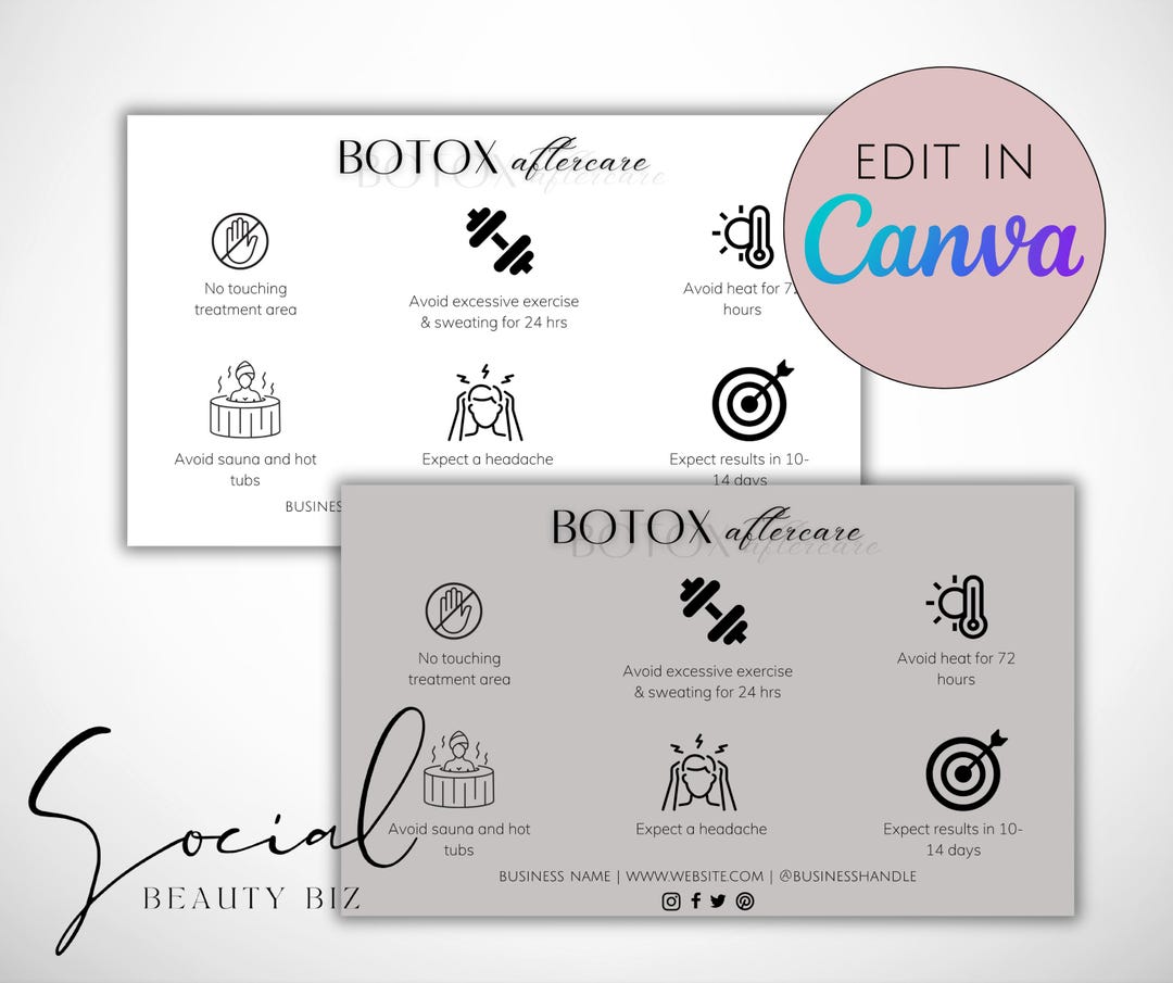 Editable Botox Aftercare Card Instant Download PDF File Ready to Use ...