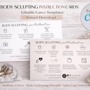 Body Sculpting Aftercare Card Template | Editable Canva | Body Contouring Post Treatment Instructions | Aesthetic Clinic Printable