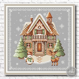 Cross stitch pattern Gingerbread house Christmas tree Reindeer Stitch Christmas New Year cross stitch Christmas PDF pattern Instant download