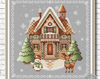 Cross stitch pattern Gingerbread house Christmas tree Reindeer Stitch Christmas New Year cross stitch Christmas PDF pattern Instant download