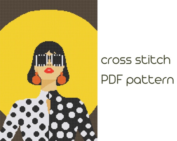 Preview of Pop Art cross stitch, Pop Art cross stitch pattern, Modern cross stich, PDF Pattern,  cross stitch chart, embroidery, PDF Instant Download by NARAxStitchPatterns