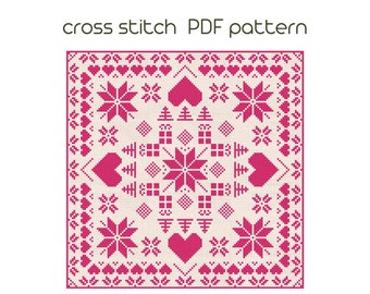 Red ornament cross stitch pattern Easy cross stitch Christmas ornament cross stitch PDF pattern Instant download
