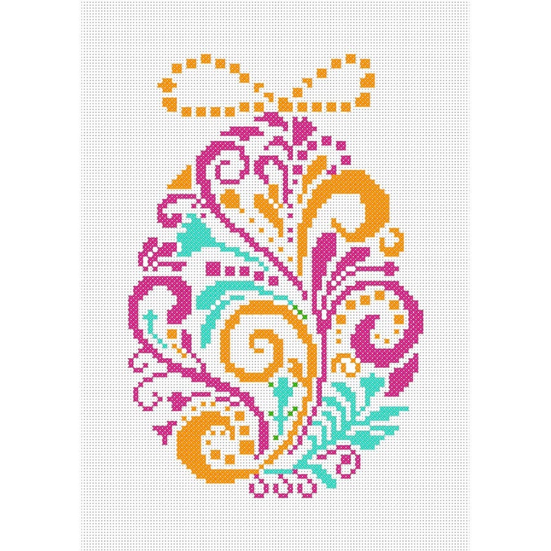 Easter Egg Cross Stitch Pattern PDF, Spring Embroidery Design, Colorful ...
