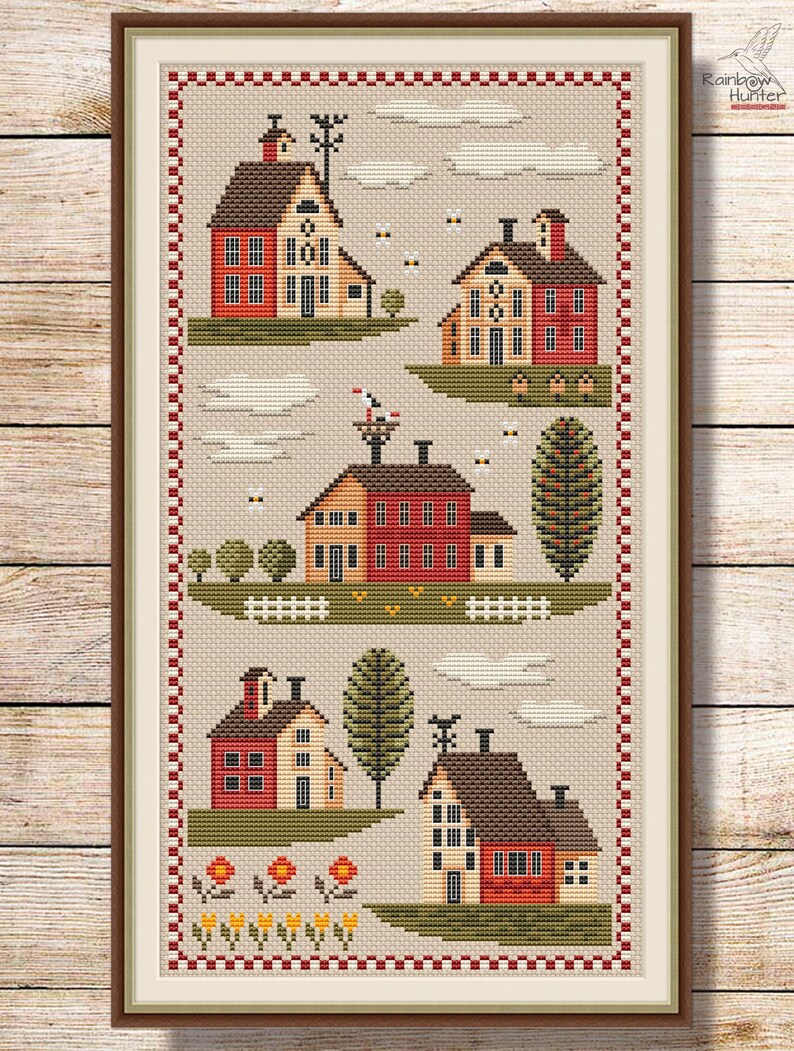 Cross Stitch Season Set of 4 Pattern PDF Primitive Xstitch Village ...