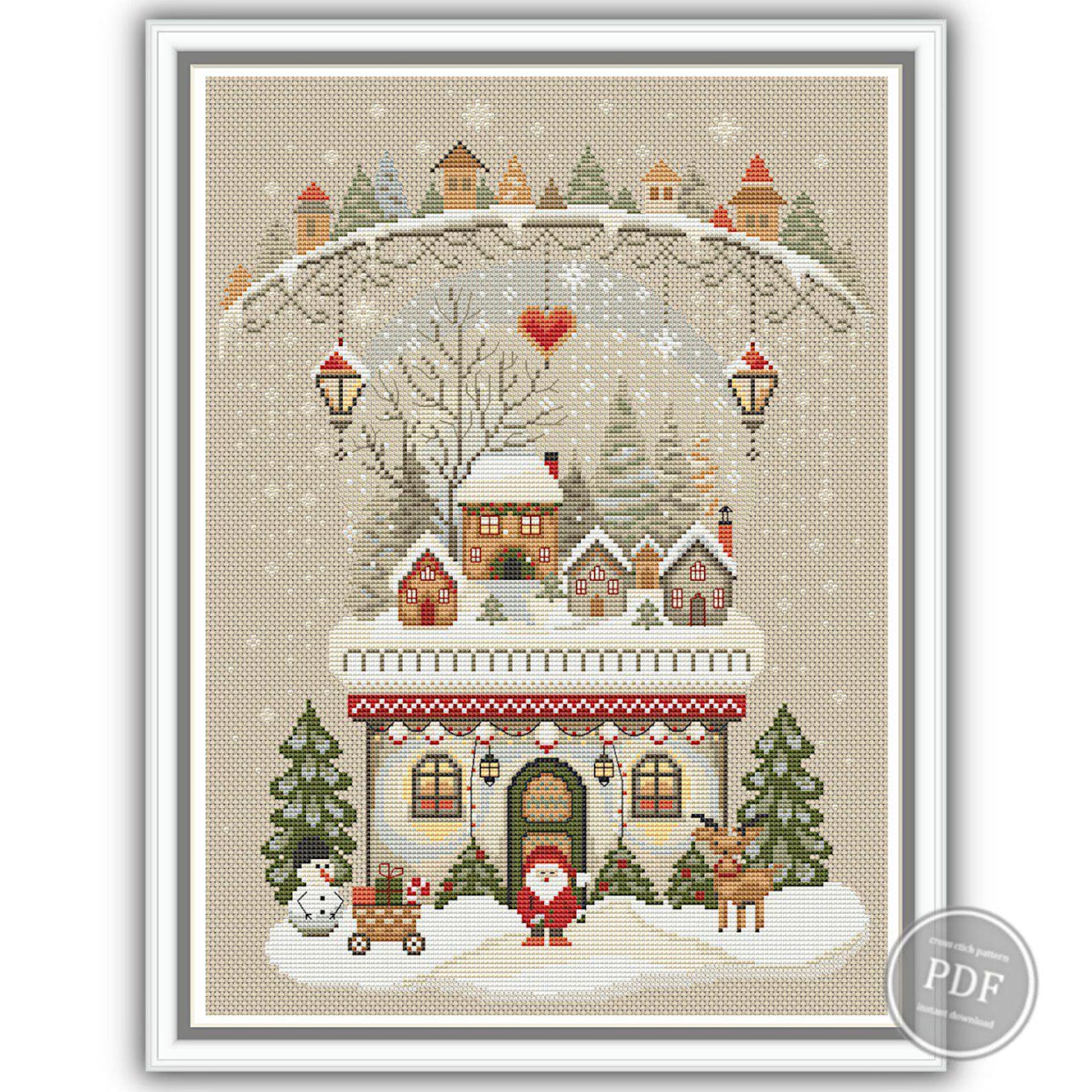 Merry Christmas Cross Stitch Pattern Winter Primitive Sampler ...
