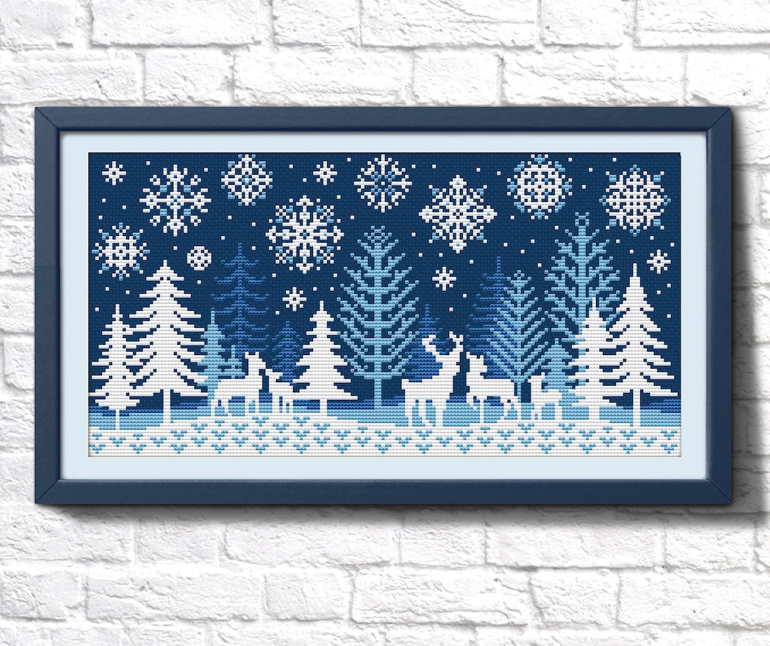Winter Sampler Cross Stitch Pattern PDF Winter Forest Cross Stitch ...