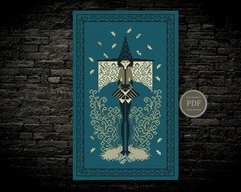 Halloween Witch Cross Stitch PDF Pattern – Gothic Sampler, Spooky Witch Embroidery Design, DIY Halloween Decor, Instant Digital Download