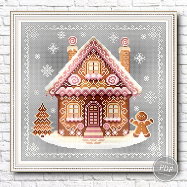 Cross Stitch Pattern Gingerbread house Christmas Cross Stitch Pattern New Year Cross Stitch Modern design PDF pattern Instant Download 397