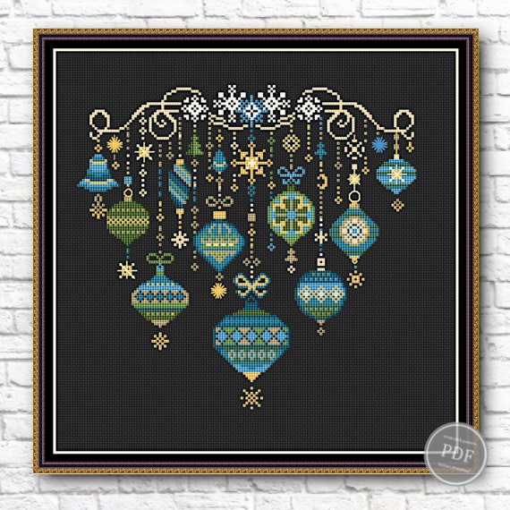 Preview of Christmas Cross stitch pattern, Garland # 4 cross stitch, Christmas embroidery, Modern embroidery, Instant PDF download 386 by NARAxStitchPatterns