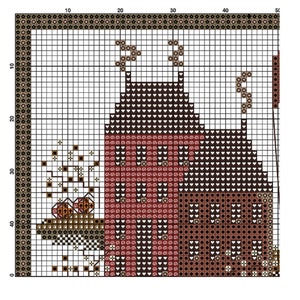 Sampler Autumn Village Pumpkins Cross Stitch Pattern Embroidery Digital ...