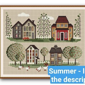Cross Stitch Pattern Sampler Autumn Village Embroidery Cross Stitch ...