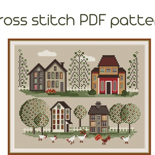 Cross Stitch Pattern Sampler Summer Village Embroidery Digital Etsy
