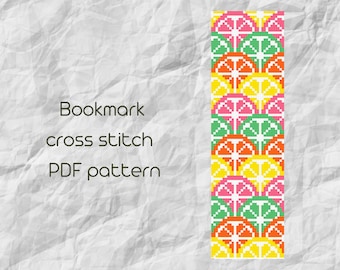 Bookmark cross stitch pattern / Citrus bookmark cross stitch / Easy cross stitch /  PDF Pattern / PDF Instant Download