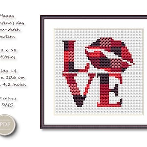 Valentine&#39;s Day Cross Stitch PDF Pattern – Heart Love DIY Gift, Modern Embroidery, Digital PDF, Instant Download for Romantic Decor 279