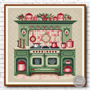 Cross stitch pattern Vintage-kitchen, Old Kitchen Cross stitch pattern, Counted cross stitch, Instant design download. Digital PDF