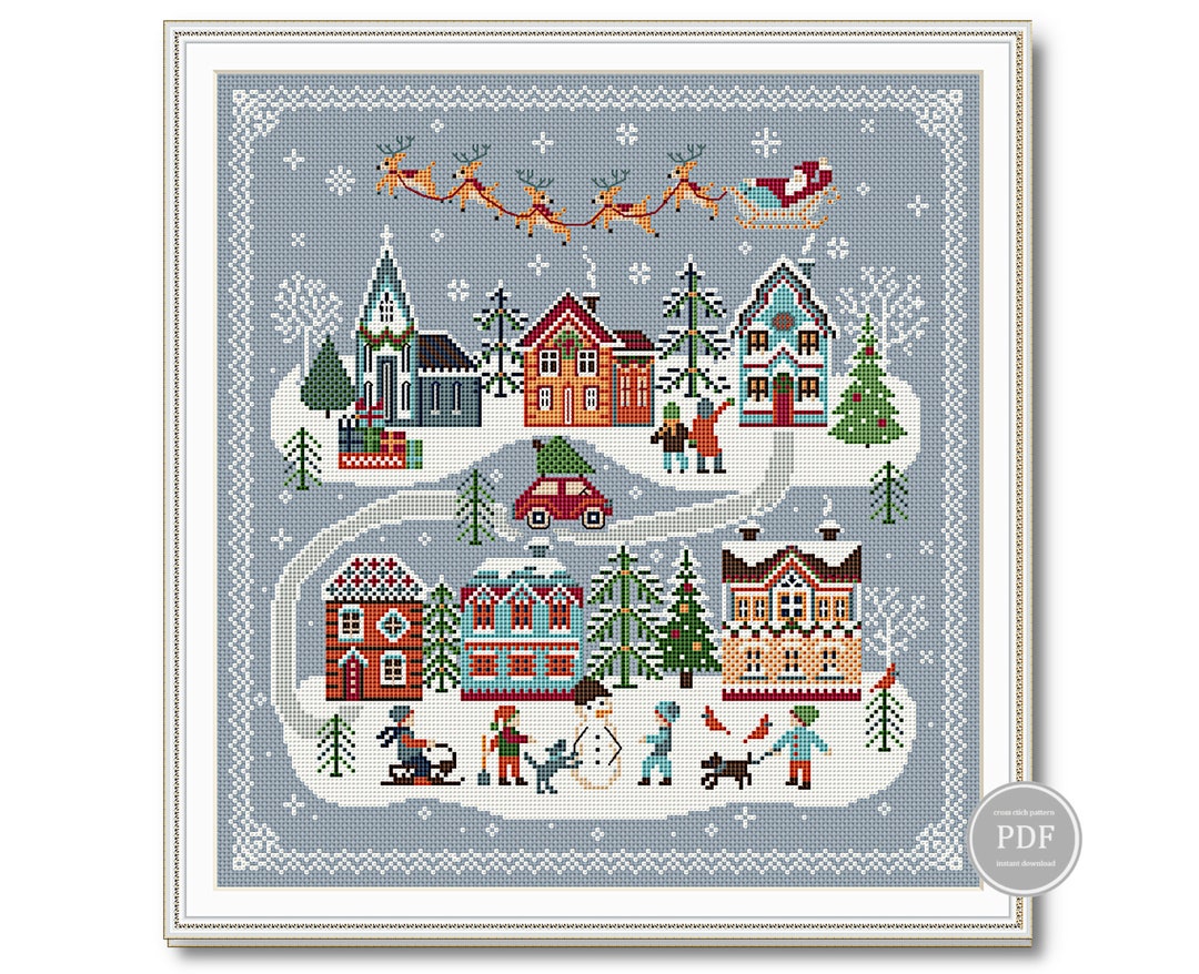 Counted Cross Stitch Kit: Draw String Gift Bags: Christmas Motifs