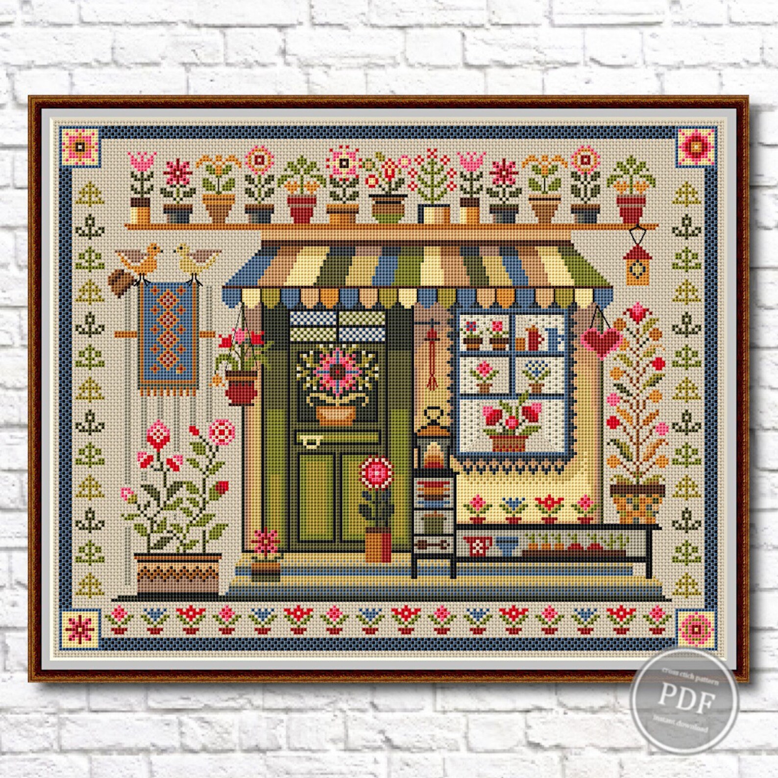 Summer Primitives Set of Cross Stitch Patterns Summer Primitive. Cottage Sampler. Modern ...