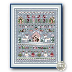 Merry Christmas Sampler Cross Stitch PDF - Merry Christmas Pattern ...