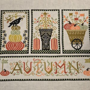 Cross Stitch Pattern Sampler Autumn Embroidery Pumpkins Digital PDF ...