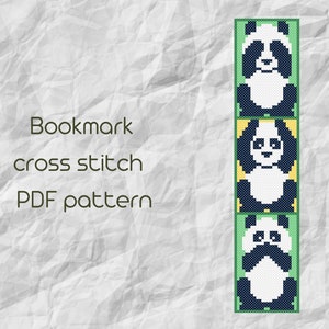 Bookmark cross stitch pattern / Panda bookmark cross stitch / Easy cross stitch /  PDF Pattern / PDF Instant Download