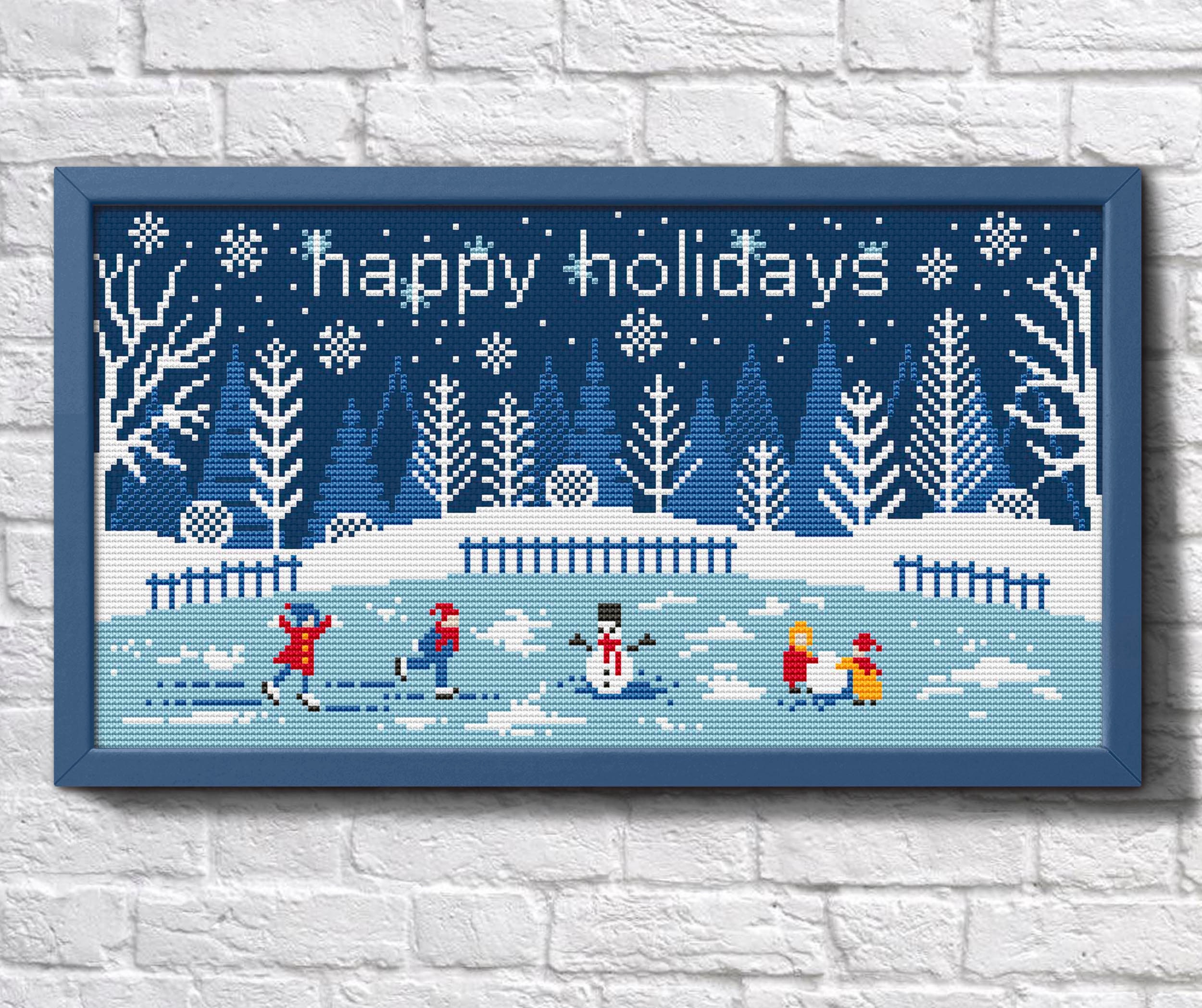 Happy Holidays Cross Stitch Winter Sampler Cross Stitch Pattern ...