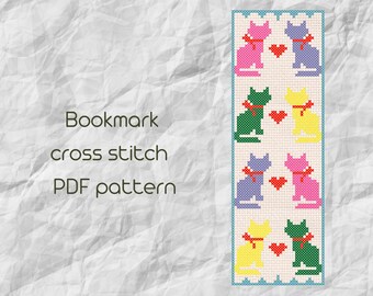 Lesezeichen Kreuzstich Muster / Katze Lesezeichen Kreuzstich / Easy Cross Stitch / PDF Pattern / PDF Instant Download