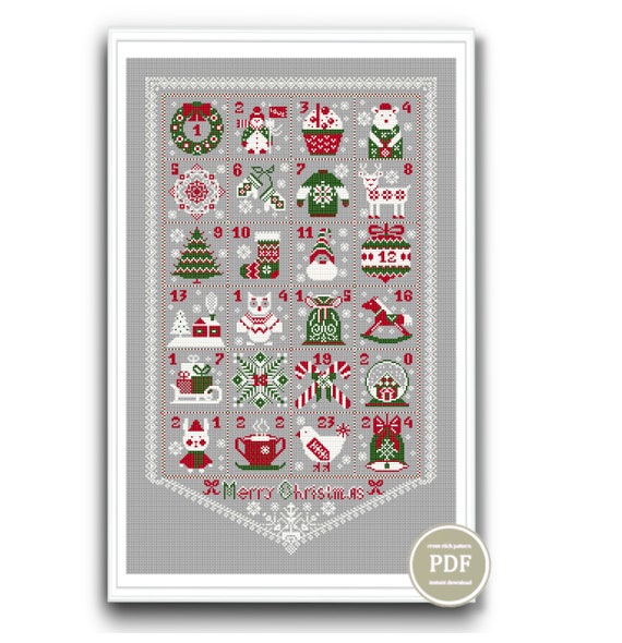 christmas-advent-calendar-cross-stitch-pattern-pdf-merry-christmas-sampler-etsy