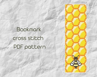Bookmark cross stitch pattern / Bee ornament cross stitch / Easy cross stitch /  PDF Pattern / PDF Instant Download