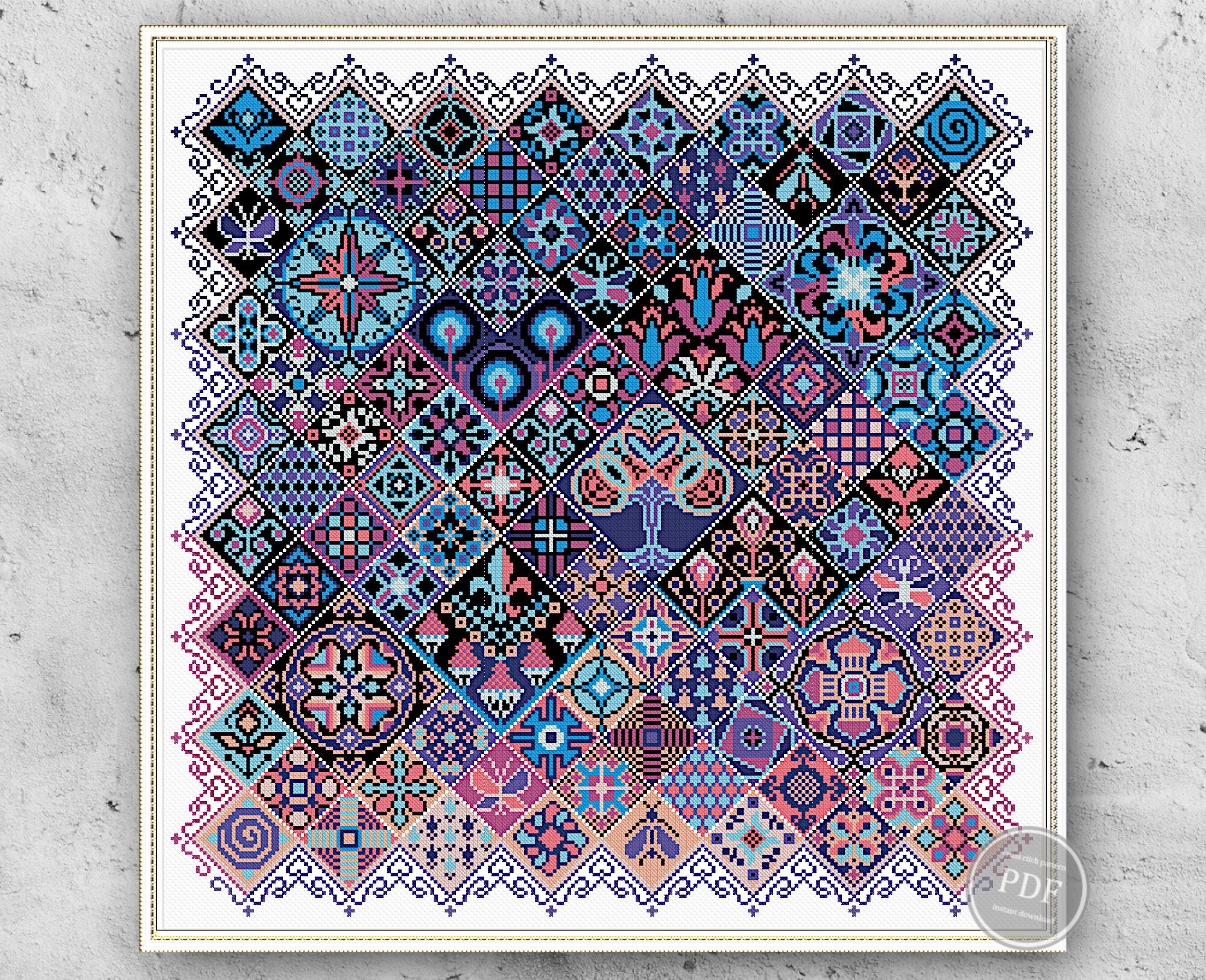 クロスステッチサンプルモザイク幾何学クロスステッチガーデンマジック