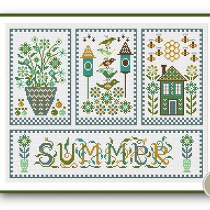 Cross Stitch Pattern Set 4 Seasons Triptych Spring Summer Autumn Winter ...