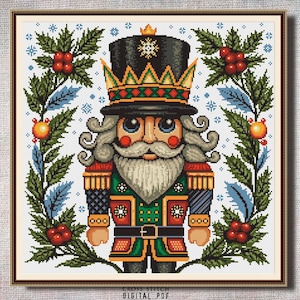 Nutcracker cross stitch Christmas ornament Winter cross stitch chart, Simple embroidery, Holidays Xmas pattern PDF Digital download