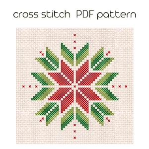 Snowflake ornament cross stitch pattern Easy cross stitch Small winter snowflake cross stitch PDF pattern Instant download