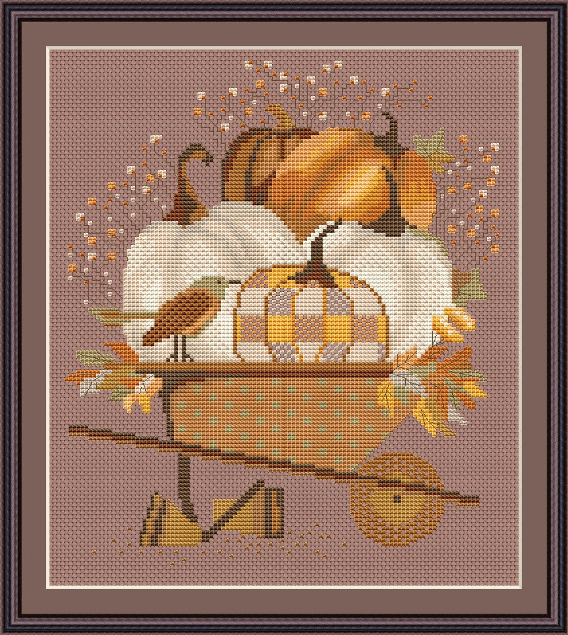 Autumn Cross Stitch Pattern PDF – Big Pumpkins Harvest, Halloween ...