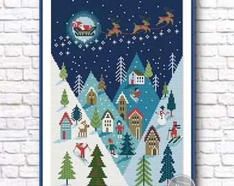 Cross stitch pattern Merry Christmas, Christmas holidays, Christmas tree. Merry Christmas Sample PDF Instant Download