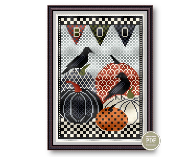 Cross Stitch Set of 4 Pattern Autumn Harvest Sunflowers Pumpkins and ...