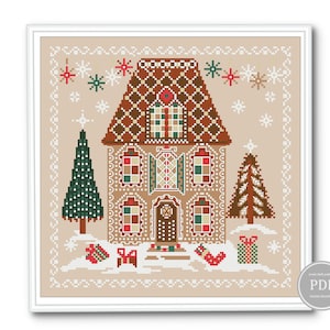 Gingerbread house Cross Stitch Sampler Christmas Embroidery New Year Cross Stitch Modern design PDF pattern Instant Download