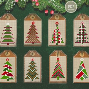 PDF-patroon kerstkruissteek, cadeaulabels, kerstornament, bedanktags voor handgemaakte cadeaus Modern xStitch-patroon direct downloaden