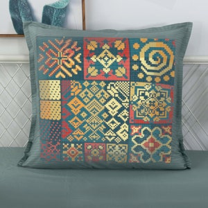 Geometric Pillow Cross-Stitch Pattern PDF, Modern Abstract Embroidery, DIY Arabic Home Decor Instant Download Digital Needlework Design #236