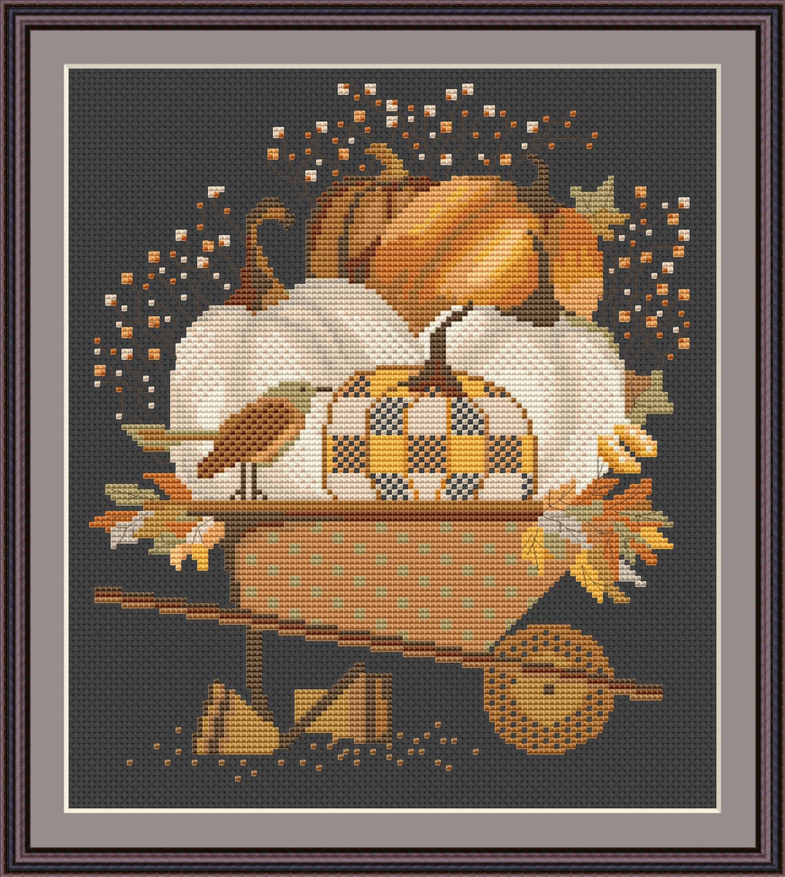 Autumn Cross Stitch Pattern PDF – Big Pumpkins Harvest, Halloween ...