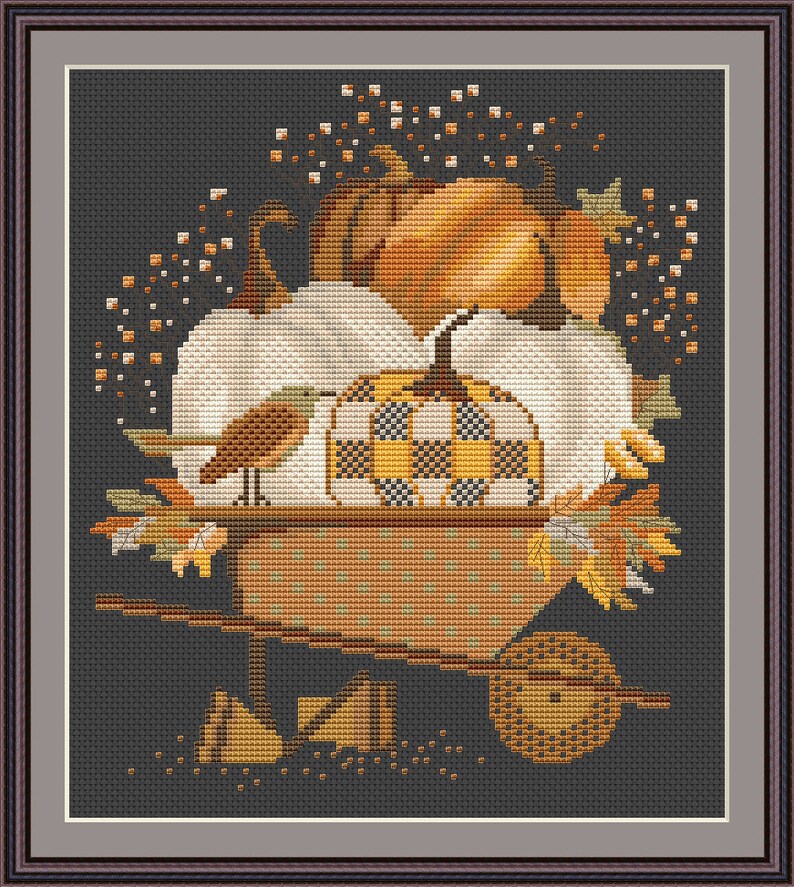 Autumn Cross Stitch Pattern PDF – Big Pumpkins Harvest, Halloween ...