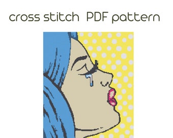 Pop Art cross stitch, Pop Art cross stitch pattern, Modern cross stich, PDF Pattern,  cross stitch chart, embroidery, PDF Instant Download
