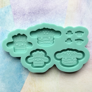 Cute Pup Burger/Fry Shaker/Flat with Bits Palette Silicone Mold