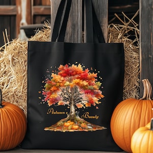 Autumn Canvas Tote Bag Custom Tote Bag Halloween Grandma Gift Tote Bags Fall Tote Bag Gifts For Friends Cute Tote Bag Gifts For Grandma