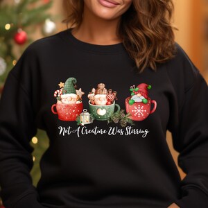 Bluza z nadrukiem świątecznych krasnali Bluza świąteczna Bluza świąteczna Prezent dla babci Bluzy z kapturem i swetry Świąteczne słodkie bluzy
