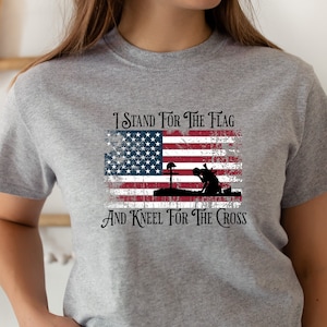 I Stand For The Flag And Kneel For The Cross Unisex Heavy Cotton Tee, Patriotism Shirt, Memorial Day Shirt