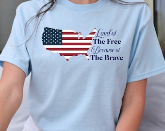 Maglietta con bandiera americana patriottica: Terra dei liberi, maglietta del Memorial Day