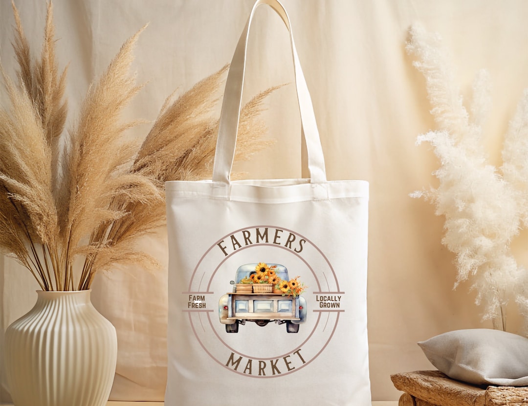 Farmers Market Canvas Tote Bag: Eco-friendly Cotton Carryall - Etsy